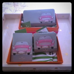 NWT Kate Spade Checking In pink car wallet set